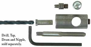Drum drilling tool,
alignment jig,
for drilling nipple threads